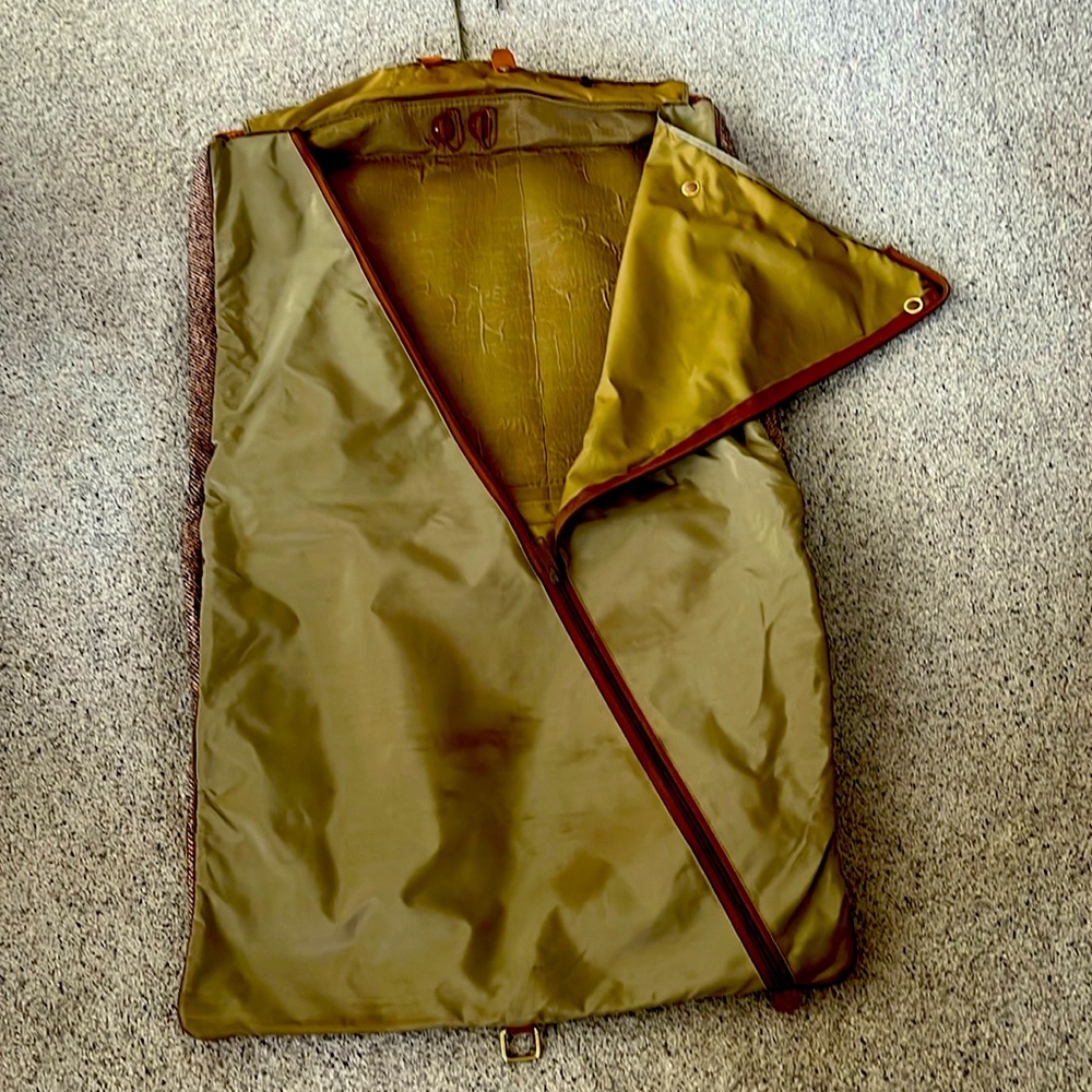 HARTMANN Vintage tweed leather nylon hang up garment bag in Good Condition